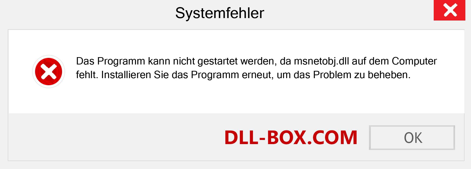 msnetobj.dll-Datei fehlt?. Download für Windows 7, 8, 10 - Fix msnetobj dll Missing Error unter Windows, Fotos, Bildern